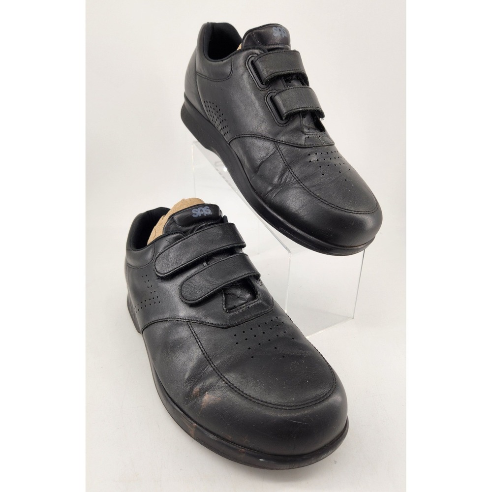 SAS VTO Walking Shoes‎ Mens 11.5 Black Leather Hook and Loop OrthoticComfort